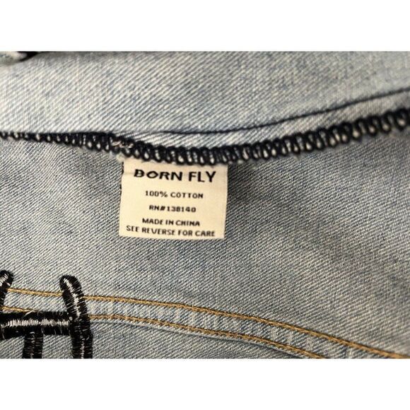 Mens M Trucker Denim Jean Jacket Cutoff Vest USA Snake Eagle Embroidered Patches - Picture 9 of 12